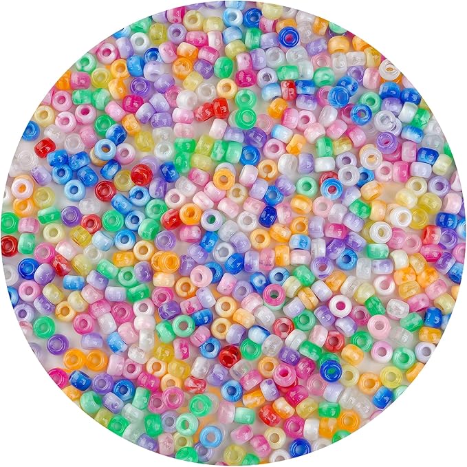 1000pcs Pony Beads, 15 Color Kandi Beads for Bracelets Making Kit, Hair Braids Crafts Jewelry Making Crafts Friendship Necklace Earrings DIY (Two Tone Color Mixing)