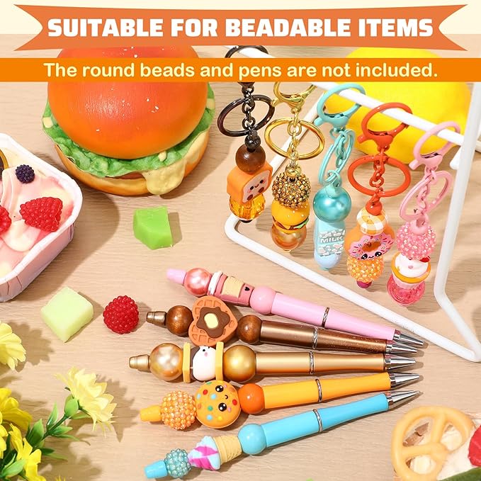 12 Pcs Food 3D Silicone Focal Beads for Pens Food Character Beads Bulk Funny Hamburger Popcorn Ice Cream Donuts Milk for Keychain DIY Crafts Necklace Bracelet Lanyards Making Kit Supplies