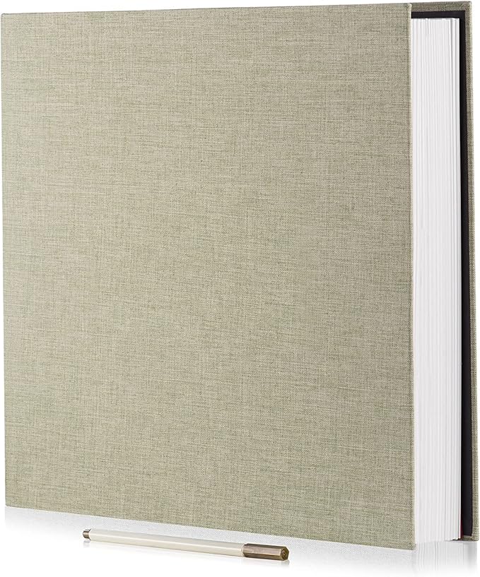 Large Photo Album Self Adhesive 4x6 5x7 6x8 8x10 Pictures Scrapbook Magnetic Album DIY Scrap Book 60 Sticky Pages Linen Cover DIY Photo Album with A Metallic Pen and DIY Accessories(Grass Green)