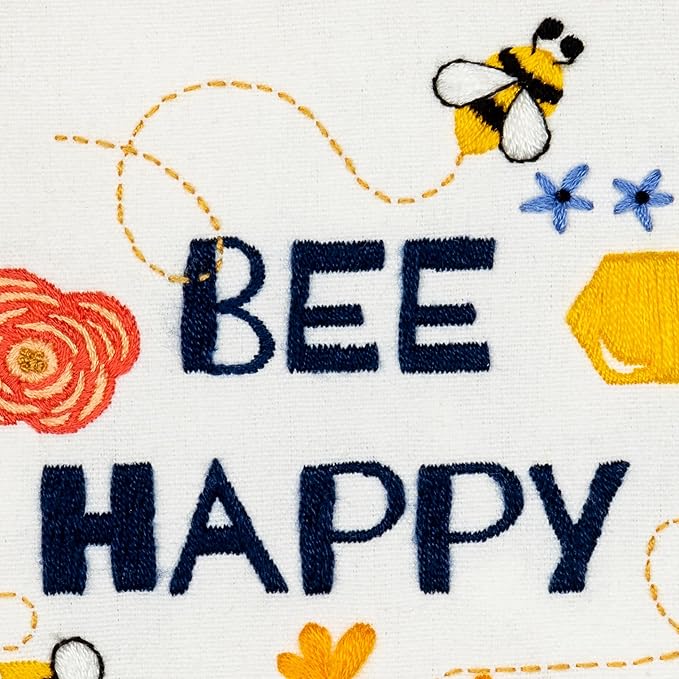 DUTCH STITCH BROTHERS Bee Happy Embroidery Starter Kit with Pattern and Instructions. Stamped Embroidery Kits with Embroidery Clothes with Pattern. 6" Embroidery Hoop