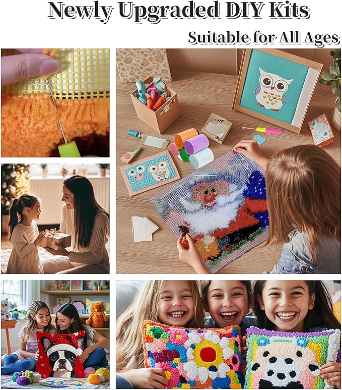 DIY Rug Latch Hook Kits Seaside Beach Starfish and Shells Stamped Non-Slip Mat Crochet Yarn Hook and Latch Emboridery Tapestry for Home Floor Decoration Pet Warm Cushion 52x38cm(3)