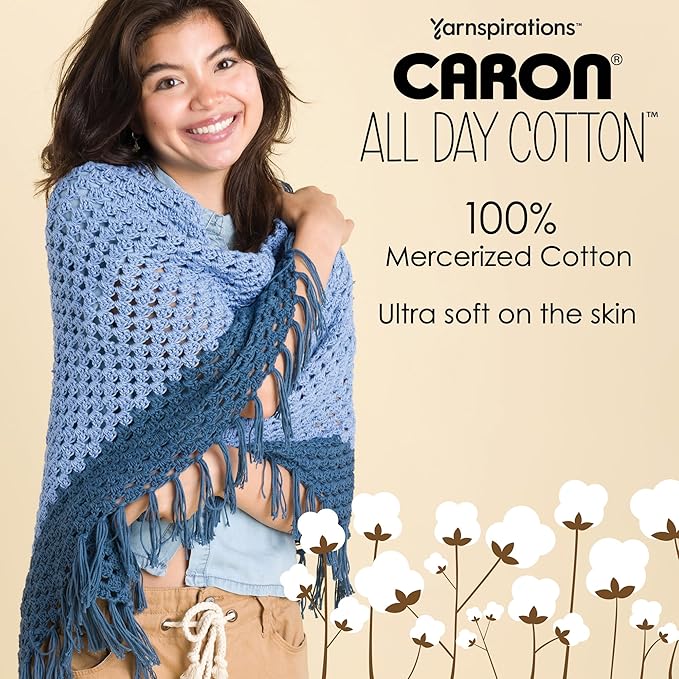 Caron All Day Cotton - 3 Pack of 173 Yards/3.52 oz Mauve 100% Mercerized Cotton Yarn