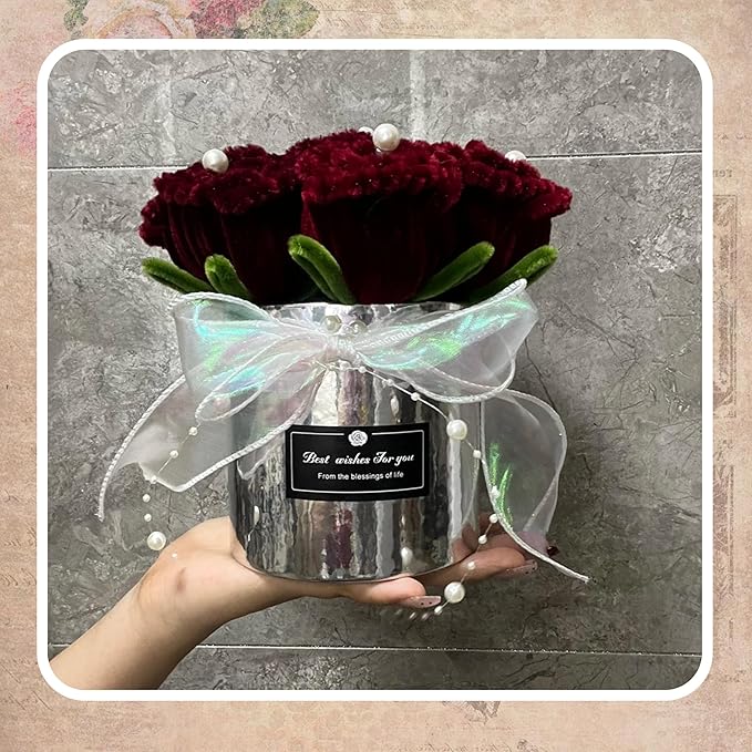 300 Pcs Thick Pipe Cleaners,Craft Supplies Floral Bonquet,DIY Flower Making Kit for Starter with Floral Wires, Gardening Tape,Stamen (RED+Green)