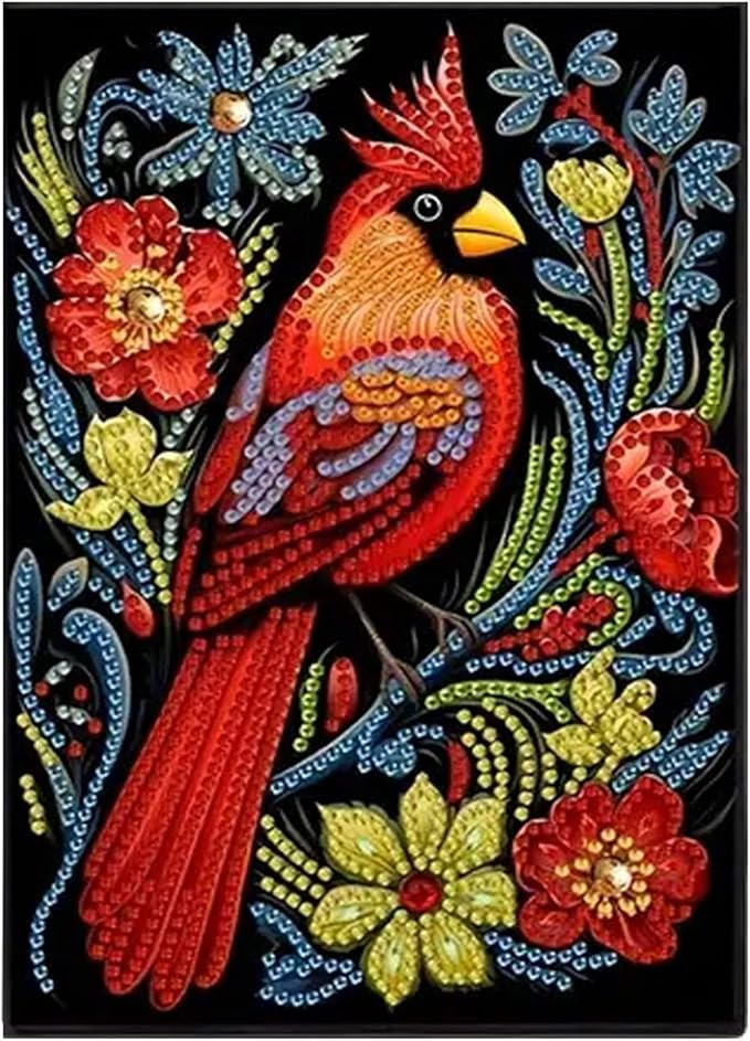 Bird Diamonds Painting Notebook for Adults, A5 Diamond Art Journal and DIY Sketchbook, Diamond Art Kit Supplies,Gift for Beginners, Craft Lovers, Artists. (Bird3)