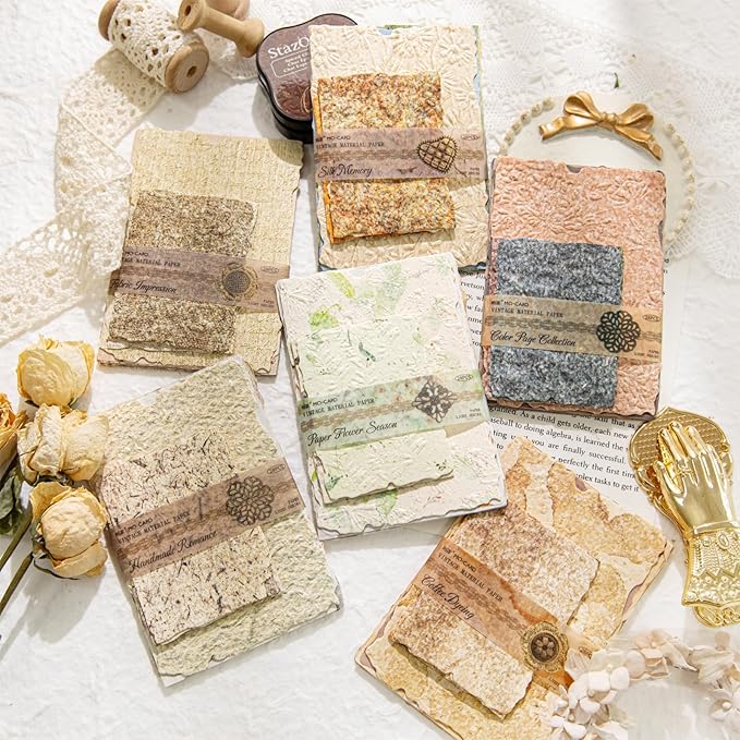168PCS Vintage Scrapbook Paper Textured Journaling Scrapbooking Supplies Kit Retro Decorative Craft Paper Assorted for Bullet Junk Journals Card Making Craft DIY, Light Series