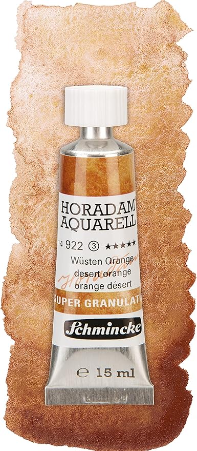 Schmincke - HORADAM® AQUARELL, Super-Granulation Set Desert, 5 x 15 ml tubes, 74 869 097, wooden box, very strong granulating colors, finest, supergranulating watercolors