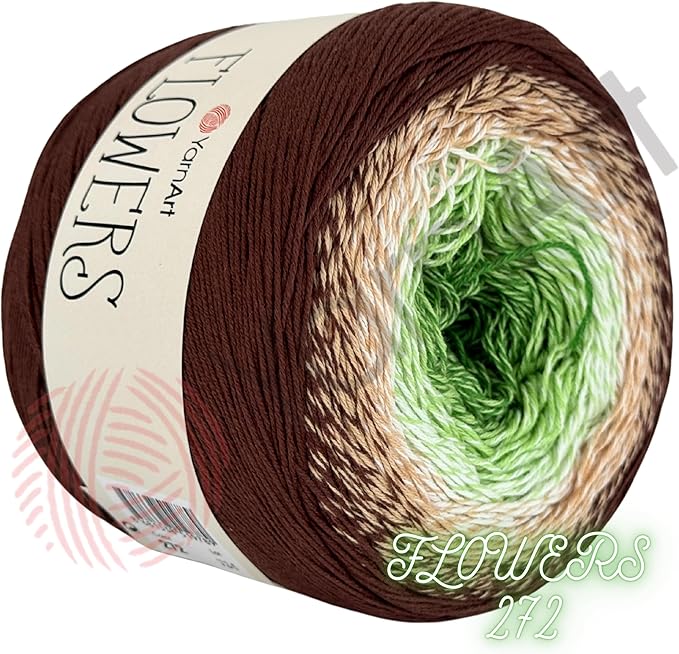 Yarn Art YarnArt Flowers Yarn 55% Cotton 45% Acrylic 250gr 1094yds Multicolor Cotton Yarn Rainbow Crochet Yarn Spring Summer - 1 Fine Sport Skein (272)
