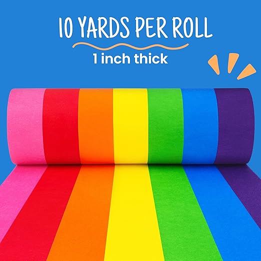 Colored Masking Tape - 7 Roll Multi Pack - 210 Feet x 1 Inch of Colorful Craft Tape for Arts & Crafts, Labeling and Color- Coding