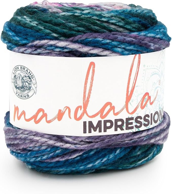 Lion Brand Yarn Mandala Impressions, Multicolor Yarn for Knitting, Crochet and Crafting, Rain Forest, 1 Pack