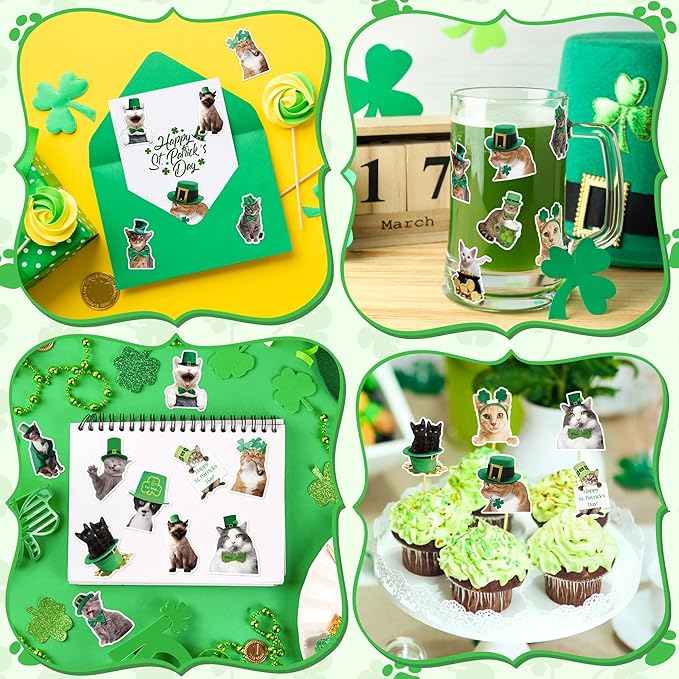 h1vojoxo st. patrick's day sticker rolls - 1000pcs irish shamrock holiday dog stickers for kid 16 designs st. patrick's cute dog realistic sticker for craft st. patrick funny dog stickers for envelope