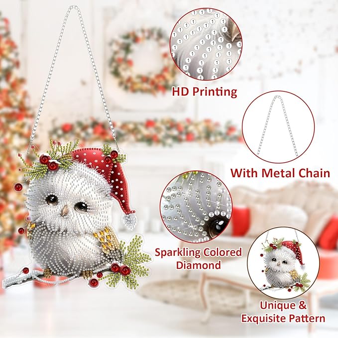 SENQAO Hummingbird Diamond Art Hanging Kits for Adults Kids, Christmas Diamond Art Suncatchers, 5D Special Shape Diamond Painting Pendant Window Ornament Gifts for Home Garden Door Wall Decor