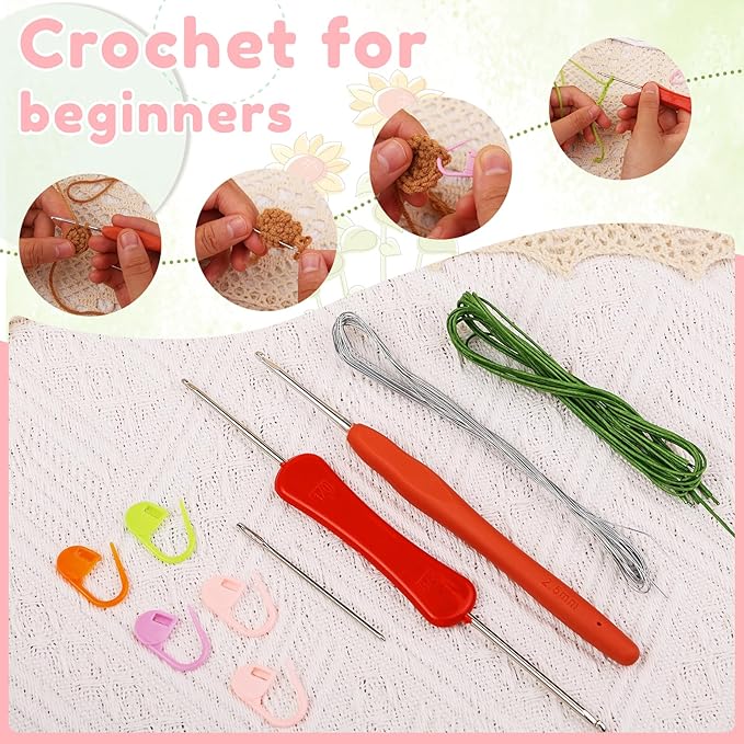 kgxulr Combination Crochet Kit, Knitting Kit for Beginner, Crochet Starter Kit for Complete Beginners Adults, with Step-by-Step Video Tutorials