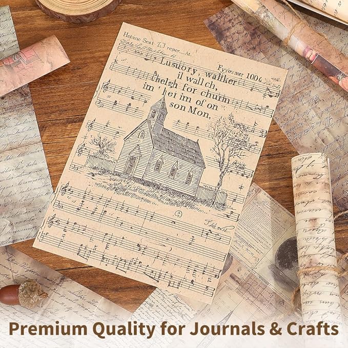 icceemee 160 Sheets of Retro Manuscript Scrapbook Paper, journaling Scrapbook Supplies Craft Collage Paper Set, Junk Journal Bullet Journal Poster Room Decor for Card Making Decorative Gifts