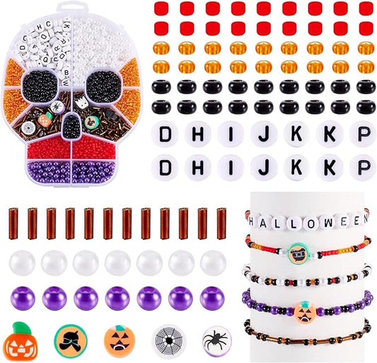 FASHEWELRY Mixed Tube Seed Bead for Bracelet Making Halloween Clay Heishi Bead Letter Beads Cute Spacer Beads for DIY Party Jewelry Making Gifts