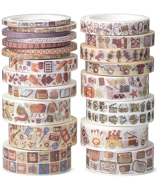 Mr. Pen- Washi Tape Set, 21 Rolls, Assorted Sizes, Nostalgic Theme, Washi Tape for Journaling