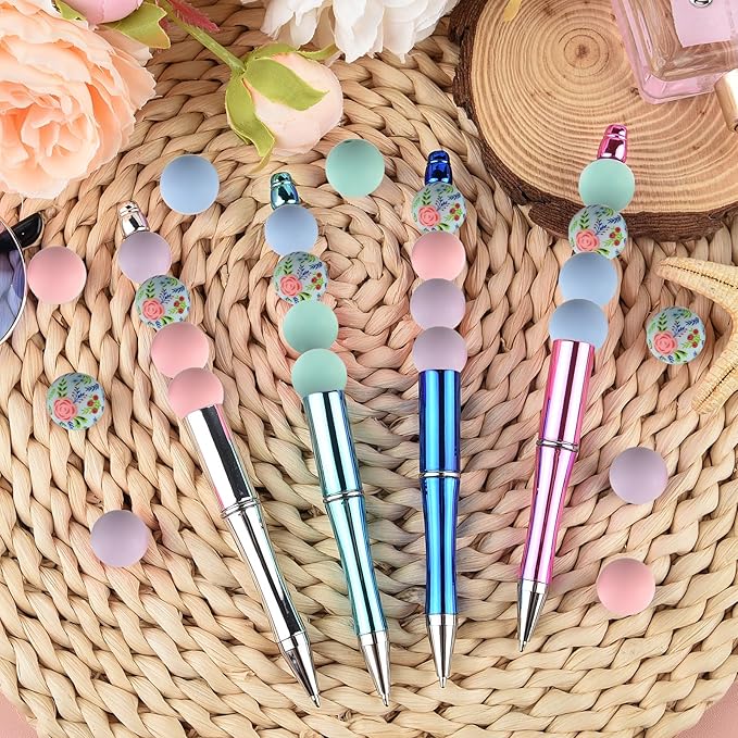ASTARON 100 Pcs 15mm Silicone Beads for Keychain Making, Light Pink Purple Blue Beads Bulk Round Beads for Bracelets Crafts Beadable Pens Decorations Jewelry Making Supplies