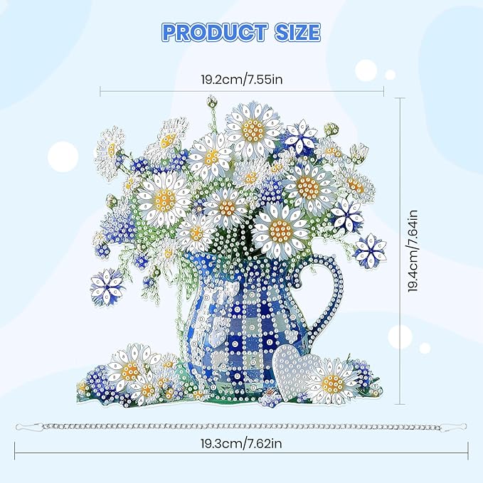 MOGTAA Flowers Diamond Art Hanging Pendant Kits, 5D Special Shape Diamond Art Kits for Adults, Crystal Rhinestones Landscape Diamond Painting Gem Art for Home Garden Wall Decor