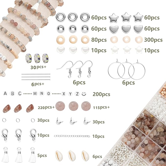 xyliise bracelet making kit natürliche perlen set for adults beads for bracelets silver jewelry making supplies diy jewelry necklace earrings (cz006-light purple)