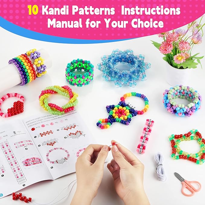 Pony Beads for Bracelets, Funtopia 4026 Pcs 72 Colors Multi-Types Kandi Beads with 10 Kandi Cuff Designs, Friendship Bracelet Making Kit with Assorted Letter Bead for Jewelry Making and DIY Crafts