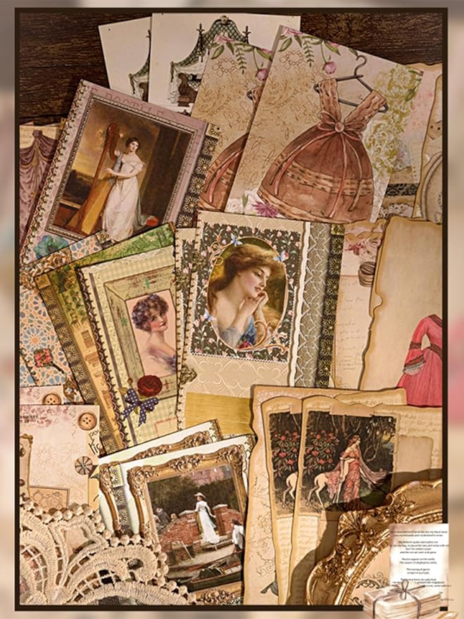100PCS Vintage Journaling Scrapbooking Supplies Ephemera Pack for Junk Journal Planners Decoupage Paper Scrapbook Stickers Aesthetic Cottagecore Collage Craft Album (Romance)