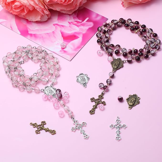 BINRANHS Catholic Rosary Making Kit for Adults Kids,DIY Wedding Rosary Jewelry Necklace Making Kit,804pcs Rosary Making Kits,Rosary Prayer Making Supplies First Communion Necklace Set