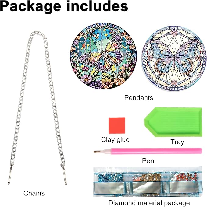 JISHSHAY 2 Pcs Diamond Painting Pendant Kits - Butterfly & Special Shape Diamond Art - Suncatchers & Hanging Art - Window Clings & Decor