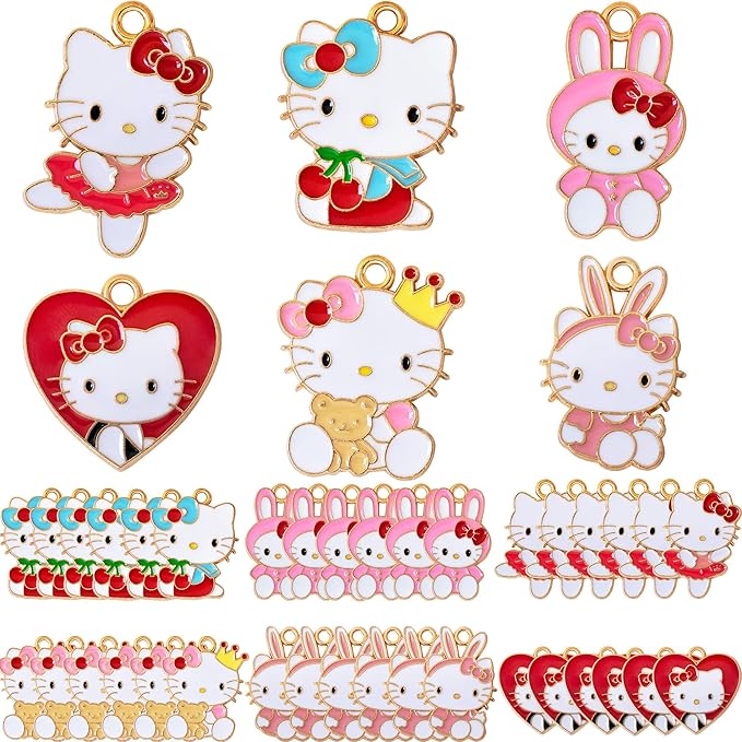 Anjulery 36 Pieces Enamel Cat Charms for Jewelry Making - Cute Kitty Charm for Bracelets Necklaces Earrings Pendants Crafts (36Pcs K6B)