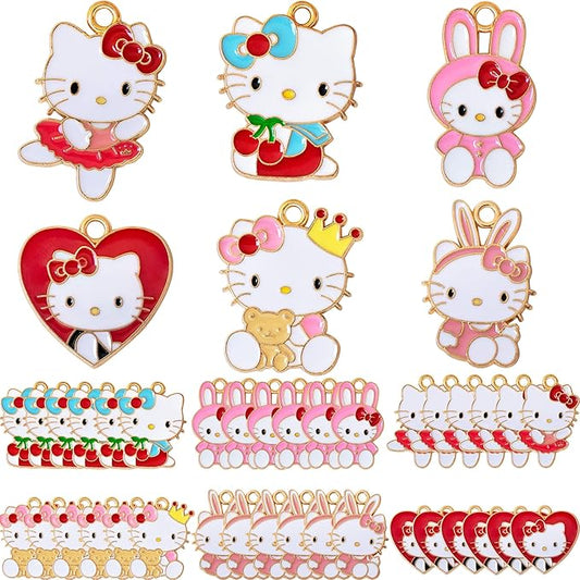 Anjulery 36 Pieces Enamel Cat Charms for Jewelry Making - Cute Kitty Charm for Bracelets Necklaces Earrings Pendants Crafts (36Pcs K6B)