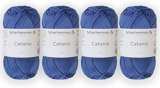 4 Skein/Pack Schachenmayr (SMC) Catania Originals Yarn, Each Ball 1.76 Oz (50gr) / 136 Yards (125 m), 100% Mercerized Cotton for Knitting and Crochet Yarn, Sport Weight, 261 - Regatta