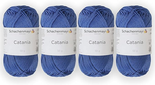 4 Skein/Pack Schachenmayr (SMC) Catania Originals Yarn, Each Ball 1.76 Oz (50gr) / 136 Yards (125 m), 100% Mercerized Cotton for Knitting and Crochet Yarn, Sport Weight, 261 - Regatta