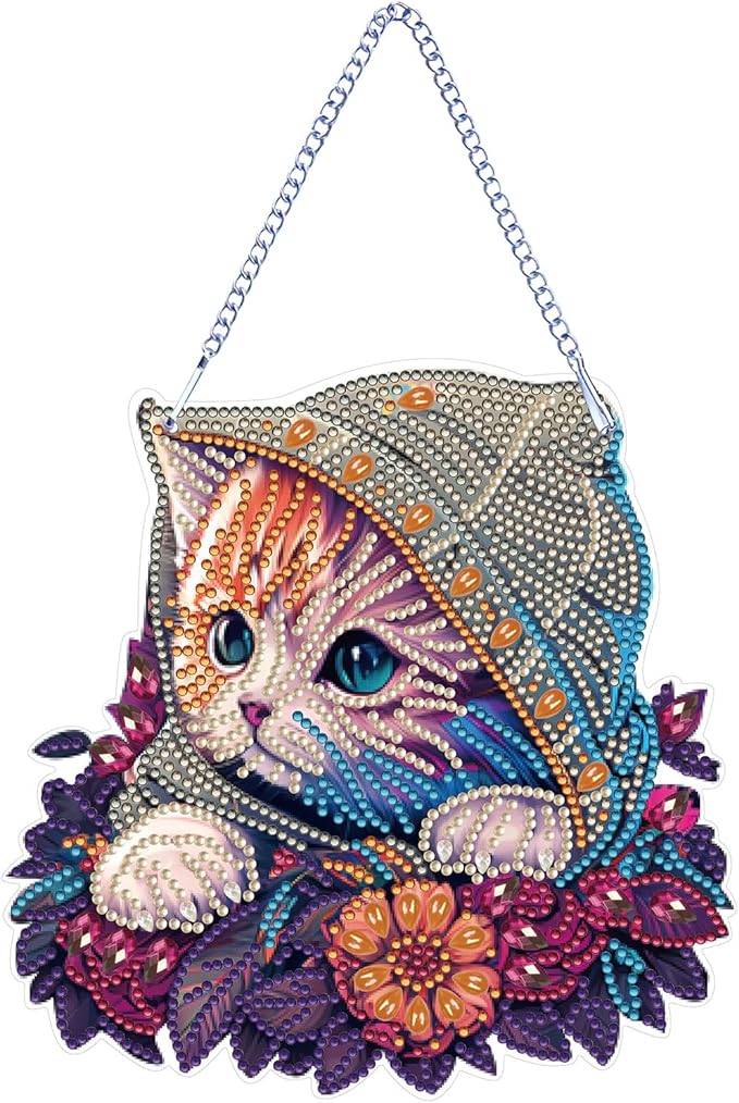 DIY Hanging Diamond Pendant Special Shaped Crystal Diamond Art Painting Ornament Single Sided for Window Home Garden Wall Door Decor-Cat02