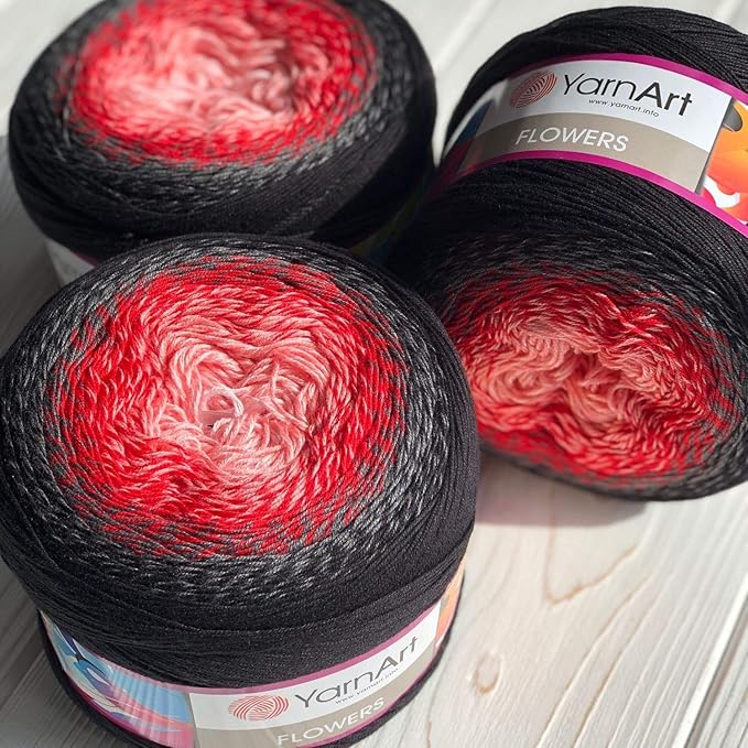 Yarn Art YarnArt Flowers Yarn 55% Cotton 45% Acrylic 250gr 1094yds Multicolor Cotton Yarn Rainbow Crochet Yarn Spring Summer - 1 Fine Sport Skein (282)