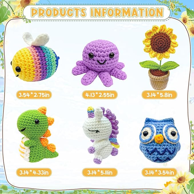 Datunsu 6PCS Crochet Kit for Beginners (Sunflower)