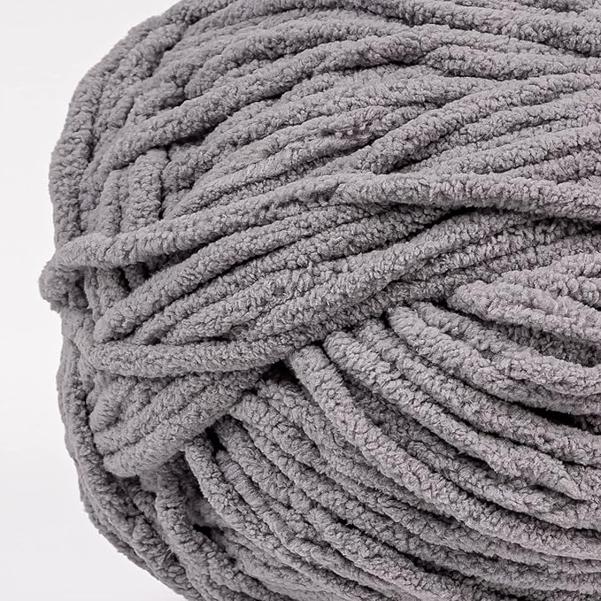 Crafted By Catherine Blanket Solid Yarn - 4 Pack (213 Yards Each Skein), Grey, Gauge 6 Super Bulky