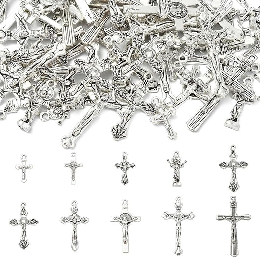 Antique Silver Cross Drink Insect Animal Theme Charms for DIY Jewelry Bracelet Necklace Earring Keychain Decor