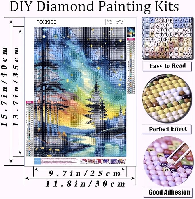 FOXKISS Tree Star Diamond Art Painting Kits for Adults，Full Drill Diamond Dots Paintings for Beginners, Round 5D Paint with Diamonds Pictures Gem Art Painting Kits DIY Crafts Kits 12x16inch