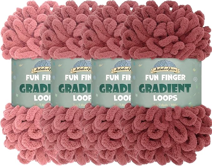JubileeYarn Fun Finger Gradient Loops Yarn - 100g/Skein Jumbo Polyester - MENA - 4 Skeins