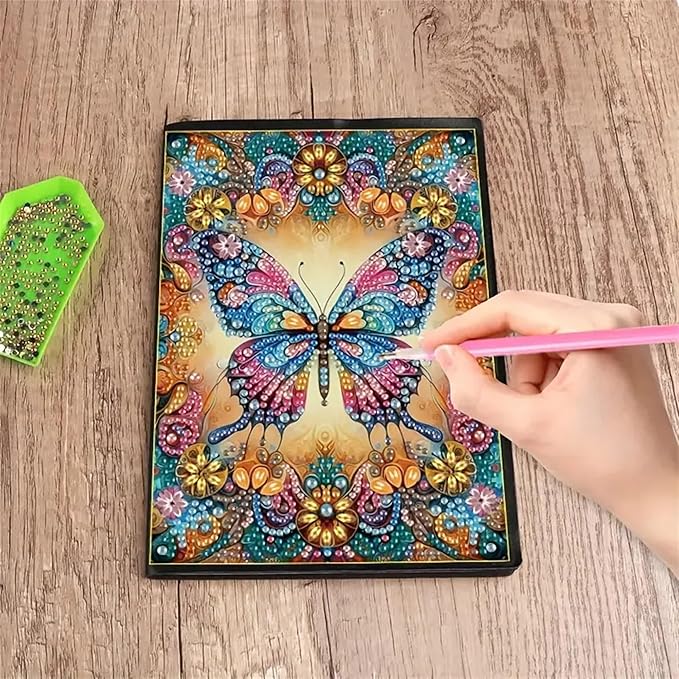 Butterfly Diamond Painting Notebook for Adults, A5 Diamonds Art Journal and DIY Sketchbook, Diamond Art Kit Supplies,Gift for Beginners, Craft Lovers, Artists. (Butterfly)