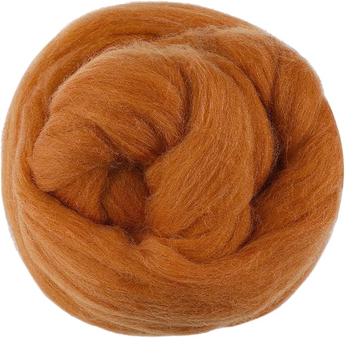 3.53oz Wool Roving, Wool Felting Supplies, Pure Wools, Chunky Yarn, Spinning Wool Roving for Needle Felting Wet Felting DIY Hand Spinning (Light Brown)