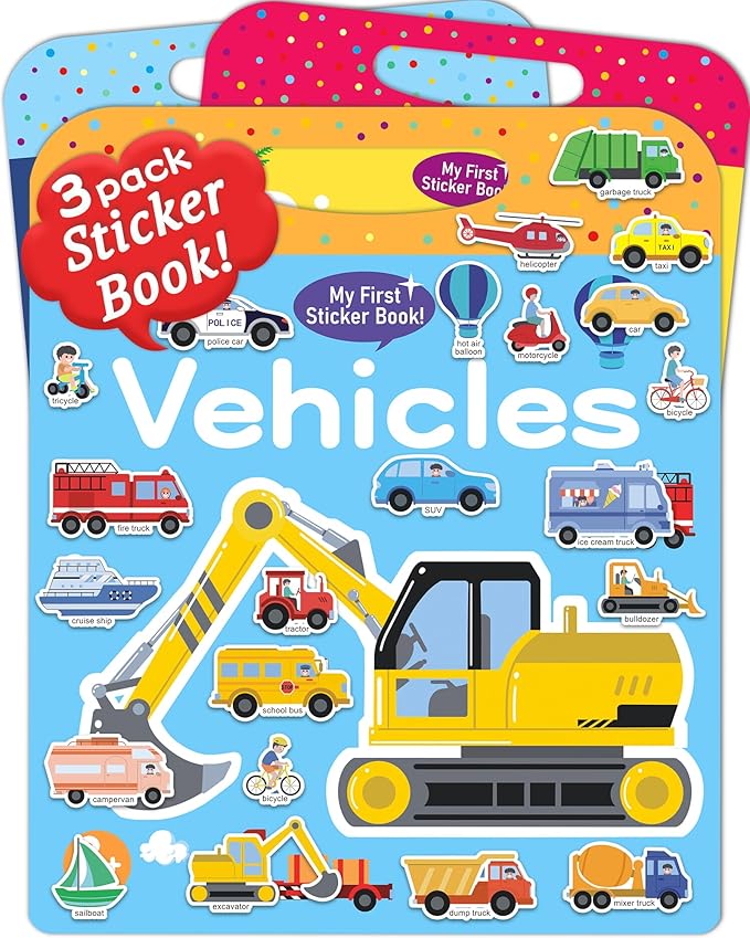 benresive reusable sticker books for toddlers, 3 sets travel stickers for kids, toddler sticker book, crafts activities for toddlers, 3 and up birthday gifts travel toys