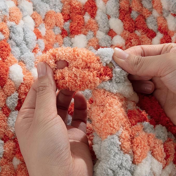 MABOZOO Tie Dye Chunky Yarn for Crocheting 8 Pack,Fluffy Jumbo Chenille Yarn,Soft Plush Yarn Bulky,Giant Thick Fuzzy Yarn for Hand Knitting or Arm Knitting,Orange & Grey (26 yds,8 oz Each Skein)