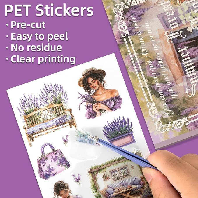 Uideyvi Summer Theme Sticker Scrapbooking Supplies for Junk Journal, 20 Sheets PET Stickers(TZ-001-006)