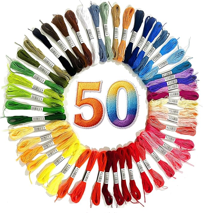 50 Colors Embroidery Floss 400 Meters (437 Yards), 6-Strand Cotton Cross Stitch Thread for Hand Embroidery & Friendship Bracelets (8.7 Yards per Skein)