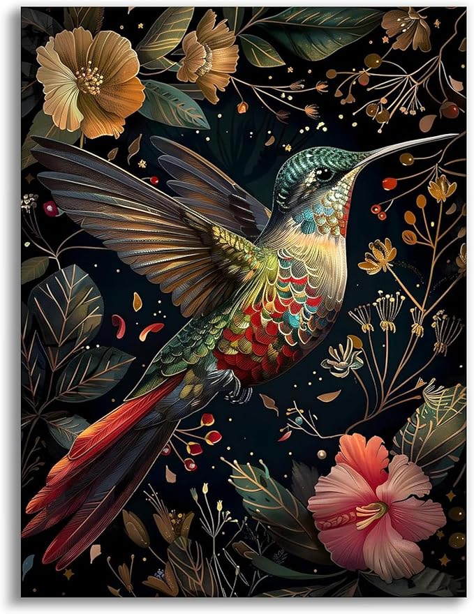 Gemozaic Hummingbird Diamond Painting Kits for Adults, Diamond Art Kits for Adults, Gem Painting Kit for Adult for Gift Home Wall Decor, 12x16 Inch