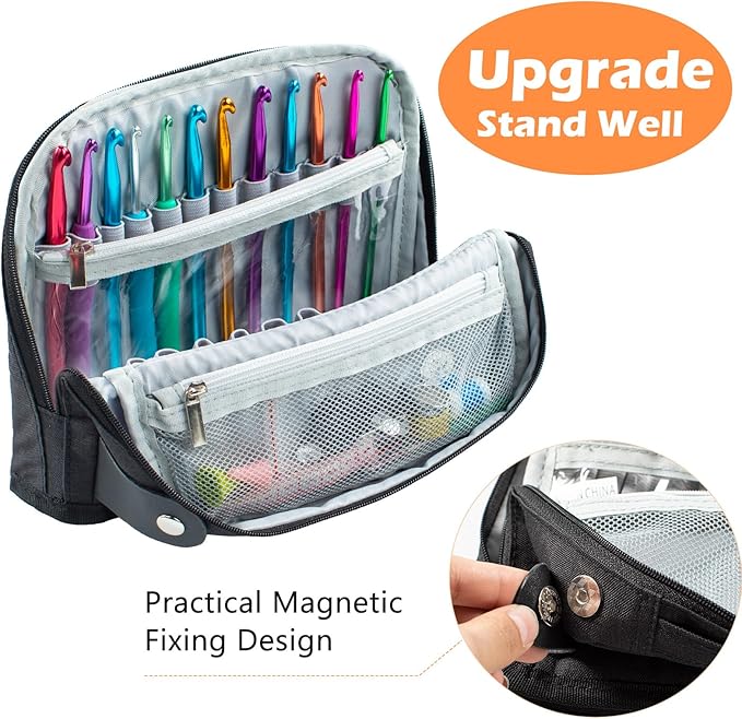 Crochet Hook Case Empty - Crochet Hook Organizer Stand Up Unique Design -Corchet Organizer - for Knitting & Crochet Supplies(Case Only)