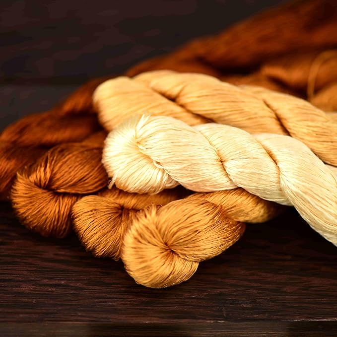 Natural 100% Silk Thread, Handmade Embroidery Thread Silk Floss 9 Colors 110m Each (46)