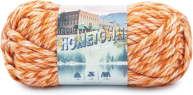 Lion Brand Yarn Hometown Yarn, Super-Bulky Yarn for Knitting, Crocheting, and Crafting, 1 Pack, San Juan Sunset