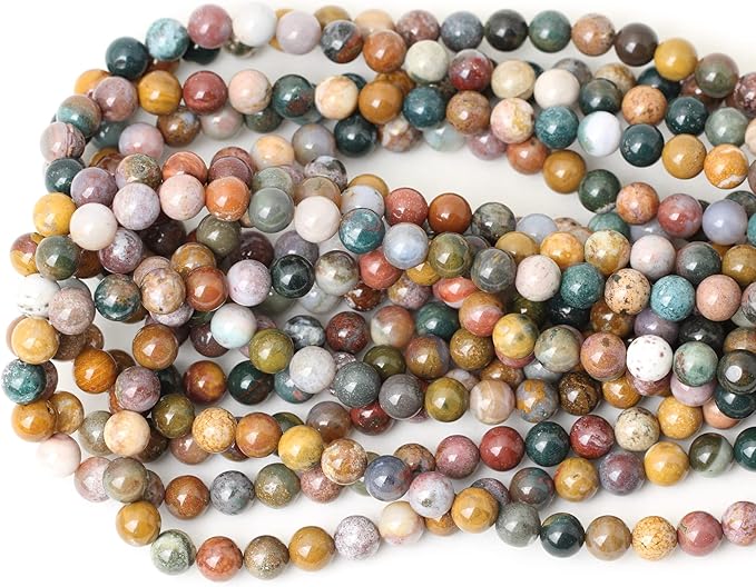 45PCS 8mm Natural Marine Agate Round Loose Beads for Jewelry Making DIY Findings 1 Strand 15"