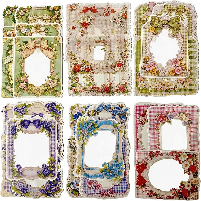 TIAMECH Record Romance PET & Washi Stickers - 60 Pcs Blue Wave Forest & Silk Lace Green Light Design, Waterproof Sticker for Journaling & Scrapbooking, Junk Journal Supplies, Ephemera & DIY Crafts