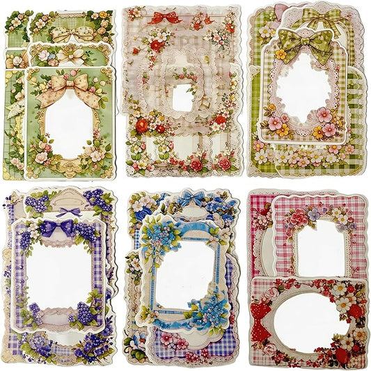 TIAMECH Record Romance PET & Washi Stickers - 60 Pcs Blue Wave Forest & Silk Lace Green Light Design, Waterproof Sticker for Journaling & Scrapbooking, Junk Journal Supplies, Ephemera & DIY Crafts